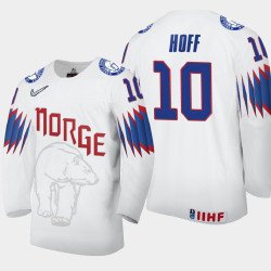 Men's Norway Ludvig Hoff #10 2021 IIHF World Championship Home White Jersey
