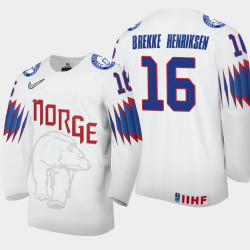 Men's Norway Magnus Brekke Henriksen #16 2021 IIHF World Championship Home White Jersey