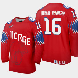 Men's Norway Magnus Brekke Henriksen #16 2021 IIHF World Championship Limited Red Jersey