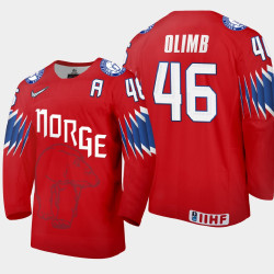 Men's Norway Mathis Olimb #46 2021 IIHF World Championship Limited Red Jersey
