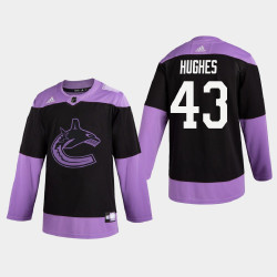 Men's Vancouver Canucks Quinn Hughes #43 2020 Hockey Fights Cancer Practice Black Jersey Men's Vancouver Canucks Quinn Hughes #43 2020 Hockey Fights Cancer Practice Black Jersey