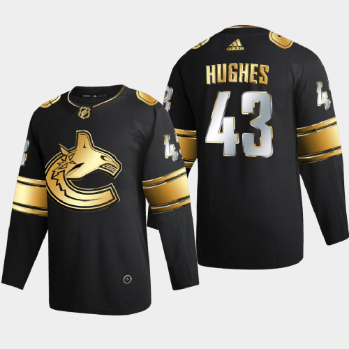 Men Vancouver Canucks Quinn Hughes #43 2020-21 Golden Edition Limited Authentic Jersey - Black