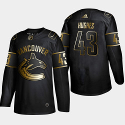 Men's Vancouver Canucks Quinn Hughes #43 Black NHL Golden Edition Authentic Player Jersey Men's Vancouver Canucks Quinn Hughes #43 Black NHL Golden Edition Authentic Player Jersey
