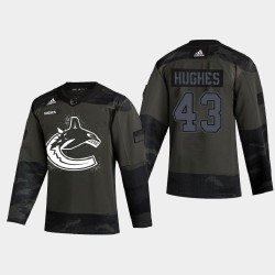Men's Vancouver Canucks Quinn Hughes #43 2021 Armed Forces Night Warm-Up Camo Jersey Men's Vancouver Canucks Quinn Hughes #43 2021 Armed Forces Night Warm-Up Camo Jersey