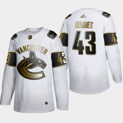 Men's Vancouver Canucks Quinn Hughes #43 NHL Golden Edition White Authentic Jersey Men's Vancouver Canucks Quinn Hughes #43 NHL Golden Edition White Authentic Jersey