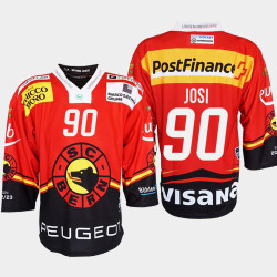 Roman Josi #90 SC Bern Ice Hockey Shirt Red Jersey Roman Josi #90 SC Bern Ice Hockey Shirt Red Jersey