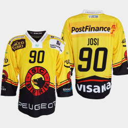 Roman Josi #90 SC Bern Ice Hockey Shirt Yellow Jersey Roman Josi #90 SC Bern Ice Hockey Shirt Yellow Jersey