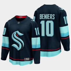 Seattle Kraken Matthew Beniers Home Navy #10 Jersey Breakaway Player