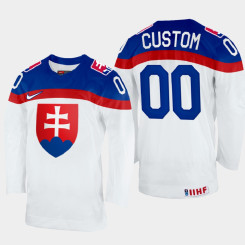 Youth Custom 2022 IIHF World Championship Slovakia Hockey Jersey White #00 Uniform