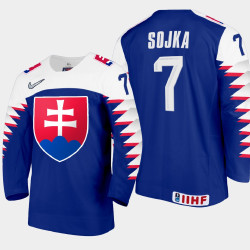 Men Slovakia Team Dominik Sojka #7 2021 IIHF World Junior Championship Away Blue Jersey