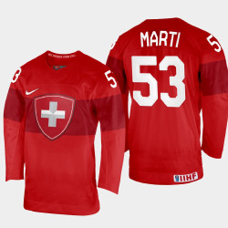 Christian Marti 2022 IIHF World Championship Switzerland Hockey Jersey Red #53 Uniform
