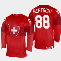 Christoph Bertschy 2022 IIHF World Championship Switzerland Hockey Jersey Red #88 Uniform