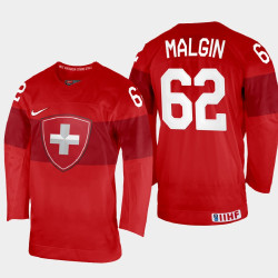 Denis Malgin 2022 IIHF World Championship Switzerland Hockey Jersey Red #62 Uniform