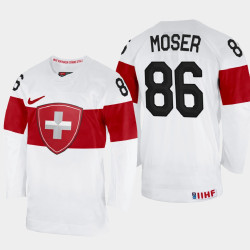 Janis Moser 2022 IIHF World Championship Switzerland Hockey Jersey White #86 Uniform