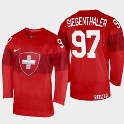 Jonas Siegenthaler 2022 IIHF World Championship Switzerland Hockey Jersey Red #97 Uniform