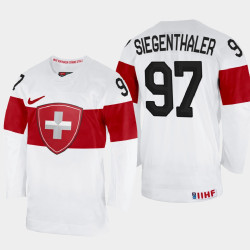 Jonas Siegenthaler 2022 IIHF World Championship Switzerland Hockey Jersey White #97 Uniform