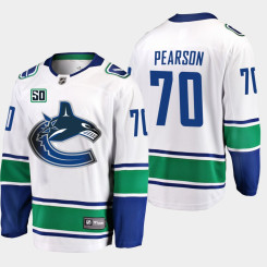 Men's Vancouver Canucks Tanner Pearson #70 50th Anniversary White Away Jersey Men's Vancouver Canucks Tanner Pearson #70 50th Anniversary White Away Jersey