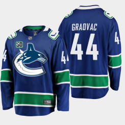Men's Vancouver Canucks Tyler Graovac #44 Blue 50th Anniversary Home Player Jersey Men's Vancouver Canucks Tyler Graovac #44 Blue 50th Anniversary Home Player Jersey