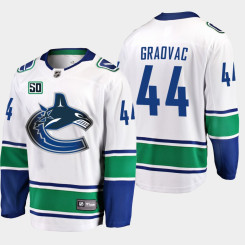 Men's Vancouver Canucks Tyler Graovac #44 50th Anniversary White Away Jersey Men's Vancouver Canucks Tyler Graovac #44 50th Anniversary White Away Jersey