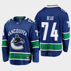 Vancouver Canucks Ethan Bear Home Blue #74 Jersey Breakaway Player