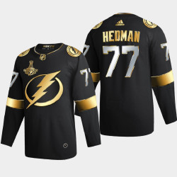 Men's Tampa Bay Lightning Victor Hedman #77 2020 Stanley Cup Champions Authentic Golden Limited Black Jersey