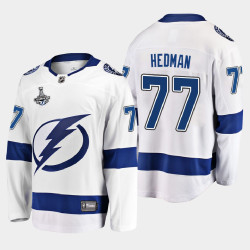 Men's Tampa Bay Lightning Victor Hedman #77 2020 Stanley Cup Champions Away Breakaway Player White Jersey