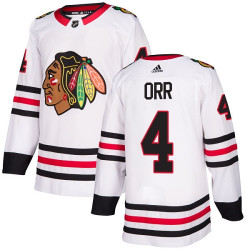 Youth Chicago Blackhawks #4 Bobby Orr Away White Authentic Jersey