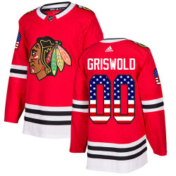 Chicago Blackhawks #00 Clark Griswold USA Flag Fashion Red Authentic Jersey