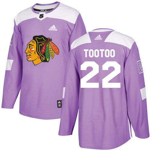 Chicago Blackhawks #22 Jordin Tootoo Fights Cancer Practice Purple Authentic Jersey