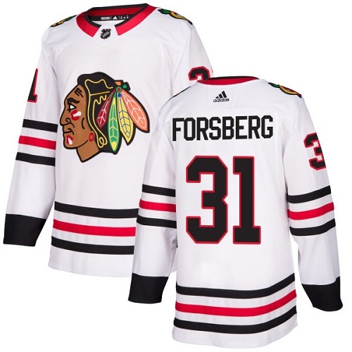 Chicago Blackhawks #31 Anton Forsberg White Away Premier Jersey