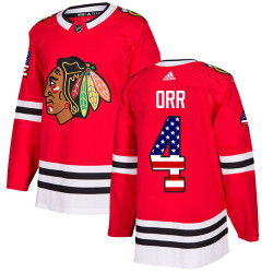 Youth Chicago Blackhawks #4 Bobby Orr USA Flag Fashion Red Authentic Jersey