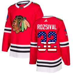 Chicago Blackhawks #32 Michal Rozsival USA Flag Fashion Red Authentic Jersey