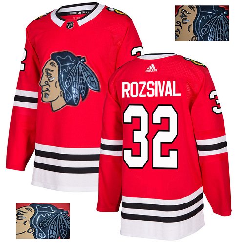 Chicago Blackhawks #32 Michal Rozsival Black Indians-Face Red Authentic Jersey