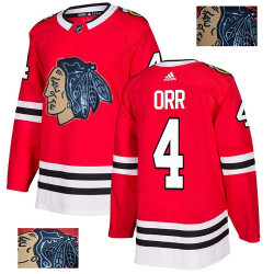 Chicago Blackhawks #4 Bobby Orr Black Indians-Face Red Authentic Jersey