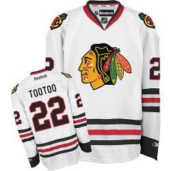 Chicago Blackhawks #22 Jordin Tootoo Authentic White Away Reebok Jersey