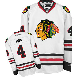 Kid's Chicago Blackhawks #4 Bobby Orr Authentic White Away Reebok Jersey