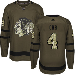 Kid's Chicago Blackhawks #4 Bobby Orr Premier Green Salute to Service Adidas Jersey