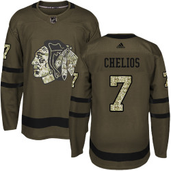 Chicago Blackhawks #7 Chris Chelios Authentic Green Salute to Service Adidas Jersey