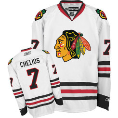 Chicago Blackhawks #7 Chris Chelios Premier White Away Reebok Jersey Chicago Blackhawks #7 Chris Chelios Premier White Away Reebok Jersey