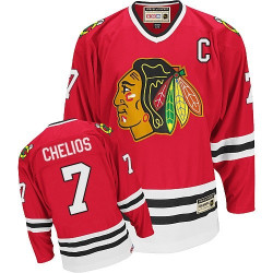 Chicago Blackhawks #7 Chris Chelios Authentic Red CCM Throwback Jersey