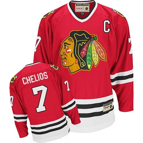 Chicago Blackhawks #7 Chris Chelios Authentic Red CCM Throwback Jersey Chicago Blackhawks #7 Chris Chelios Authentic Red CCM Throwback Jersey