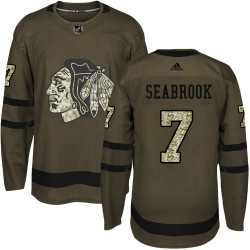 Kid's Chicago Blackhawks #7 Brent Seabrook Authentic Green Salute to Service Adidas Jersey