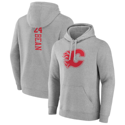Men's Calgary Flames Heather Gray Jake Bean Player Pullover Hoodie