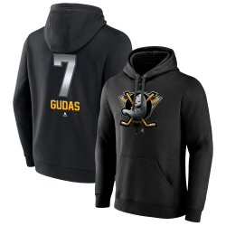 Men's Anaheim Ducks Black Midnight Mascot Logo Radko Gudas #7 Player Pullover Hoodie