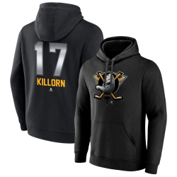 Men's Anaheim Ducks Black Midnight Mascot Logo Alex Killorn #17 Player Pullover Hoodie