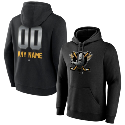 Men's Anaheim Ducks Black Midnight Mascot Logo Customized Player Pullover Hoodie