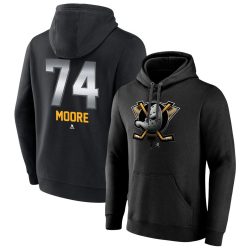 Men's Anaheim Ducks Black Midnight Mascot Logo Ian Moore #74 Player Pullover Hoodie