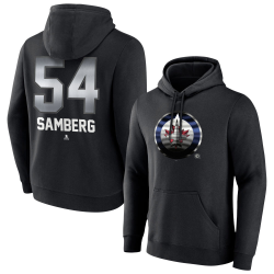 Men's Winnipeg Jets Black Midnight Mascot Logo Dylan Samberg Player Pullover Hoodie Men's Winnipeg Jets Black Midnight Mascot Logo Dylan Samberg Player Pullover Hoodie