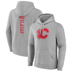 Men's Calgary Flames Heather Gray Dan Vladar Player Pullover Hoodie