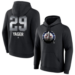 Men's Winnipeg Jets Black Midnight Mascot Logo Brayden Yager Player Pullover Hoodie Men's Winnipeg Jets Black Midnight Mascot Logo Brayden Yager Player Pullover Hoodie